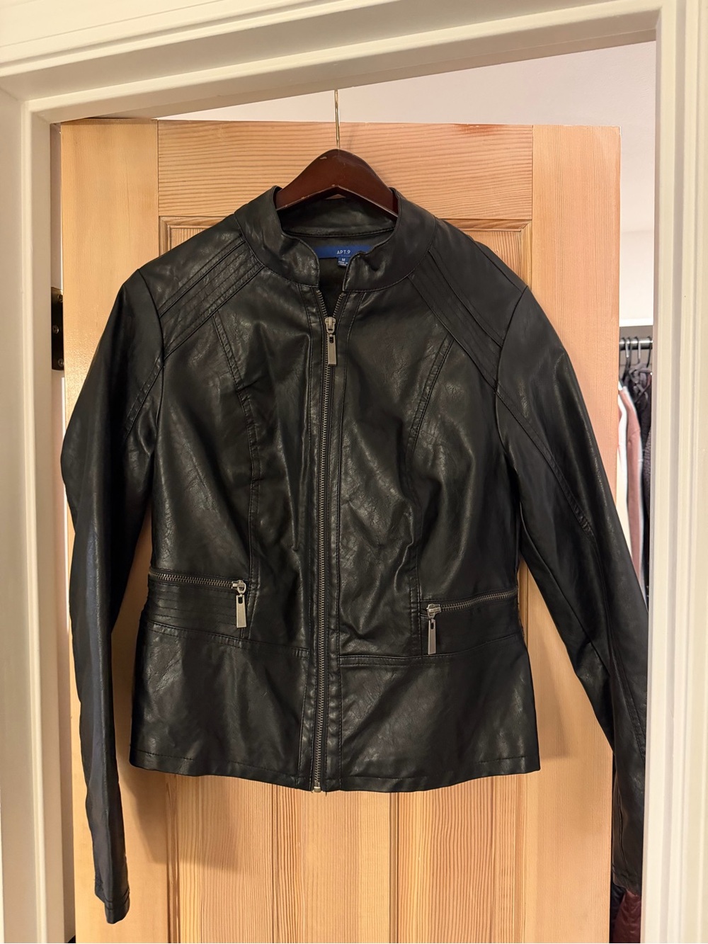 a new day Black Faux Leather Moto-Style Jacket